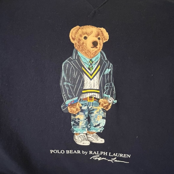 Polo by Ralph Lauren Dark Blue Sweater with Bear Motif - Picture 3 of 7